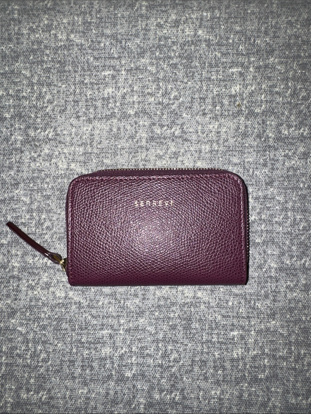 Senreve Plum/Burgundy Pebbled Leather Zip Wallet-Authentic
